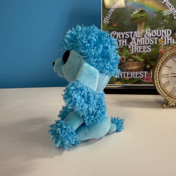 Ty Beanie Boo Mandy 6” Blue Poodle Plush EUC Sparkly Eyes Collectible - Picture 4 of 5